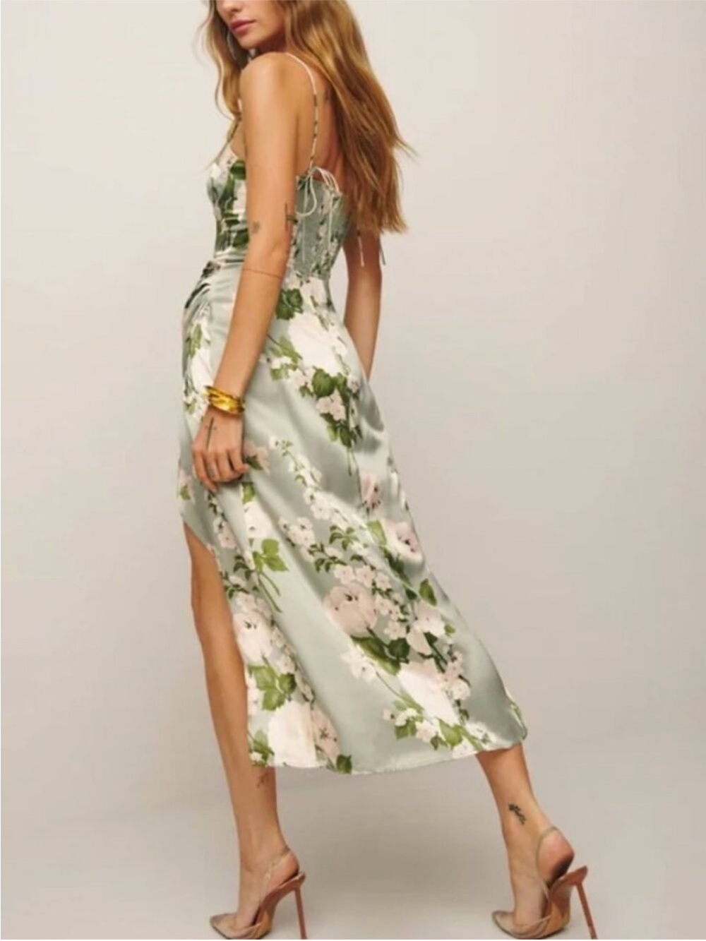 Reformation tarragon print silk Midi Dress - Picture 10 of 10